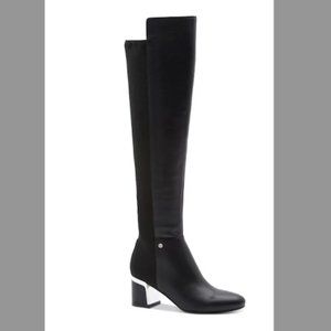 DKNY Black Leather Over-the-Knee Boots